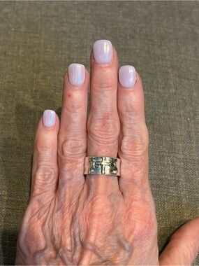 Silver Tone Wide Band Cross Ring Christian Faith Statement Sizes 7 & 9